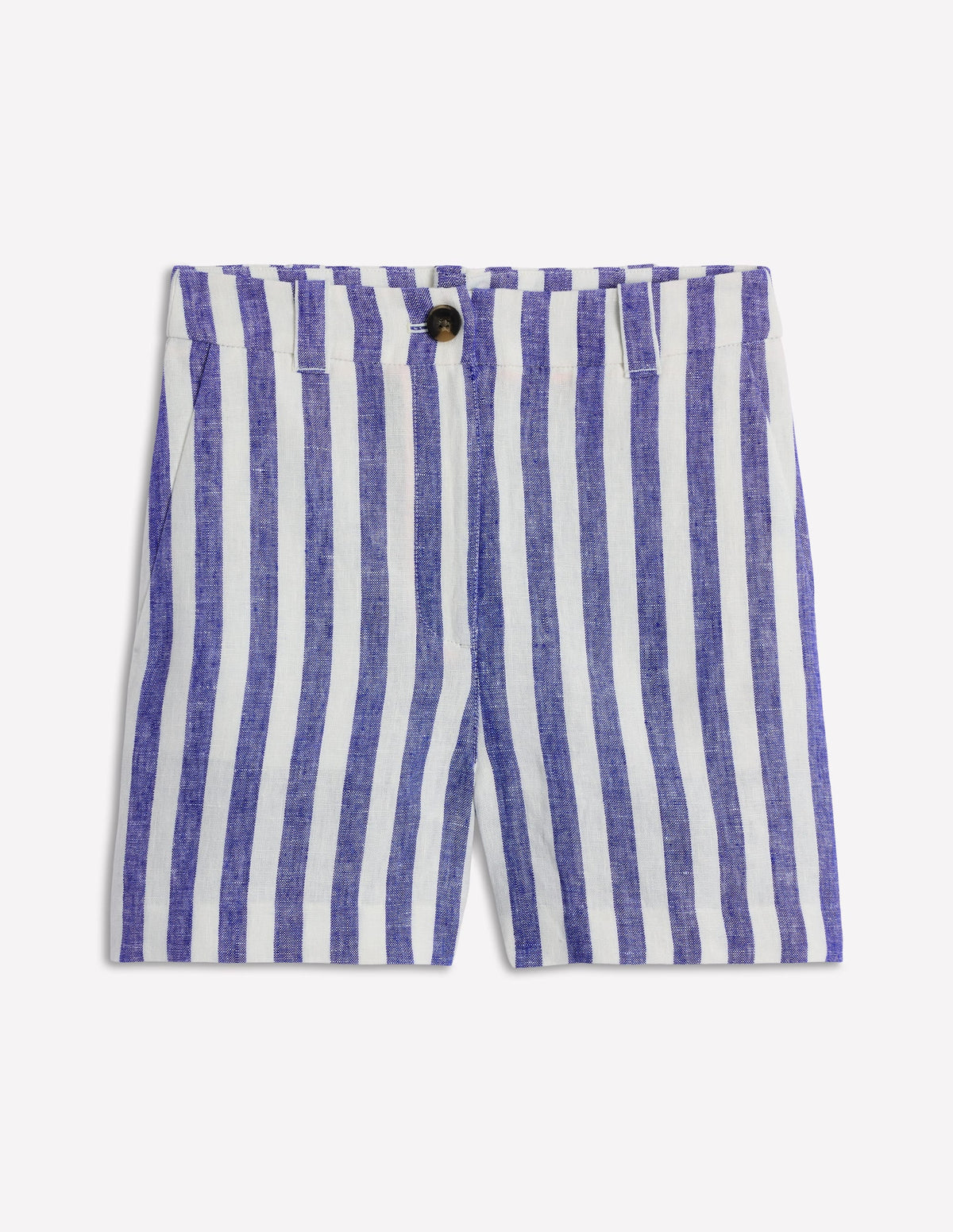 Westbourne Linen Shorts-Bright Blue Stripe