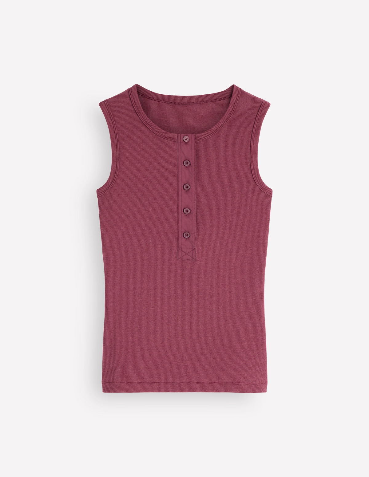 Crew Neck Henley Tank-Maroon