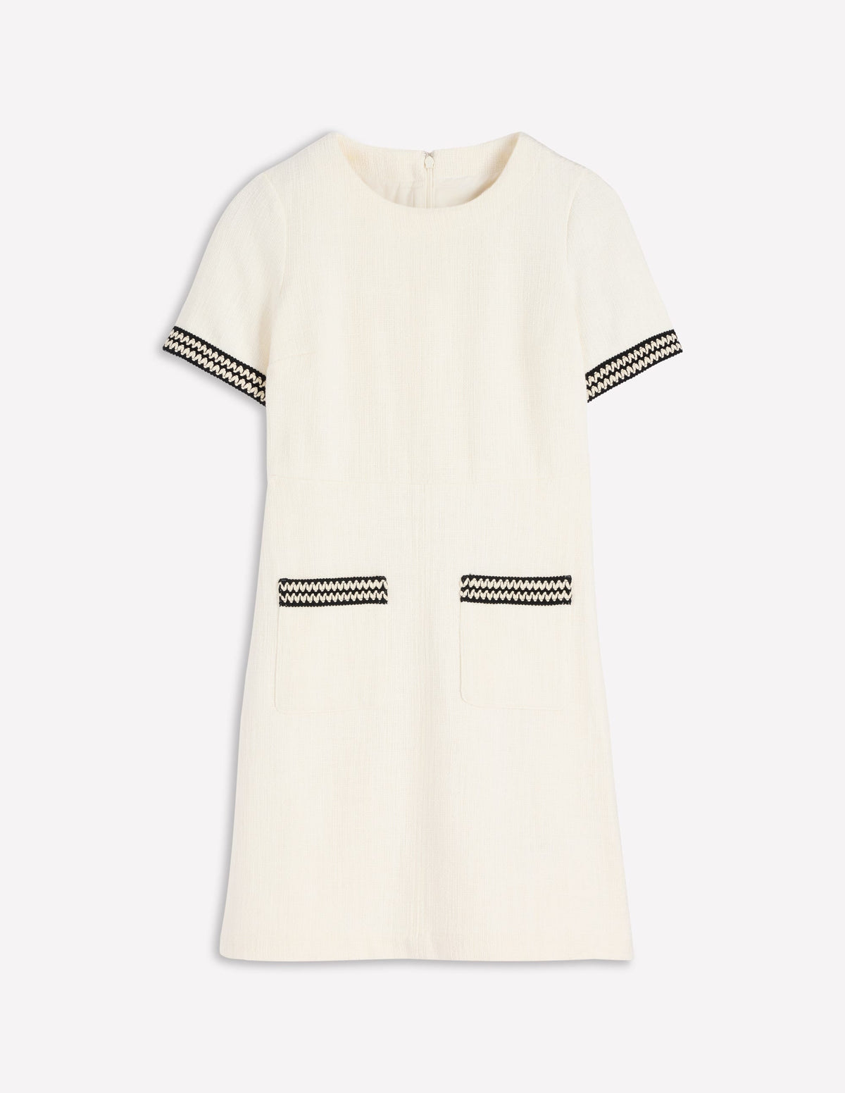 A-line Trim Short Dress-Ivory