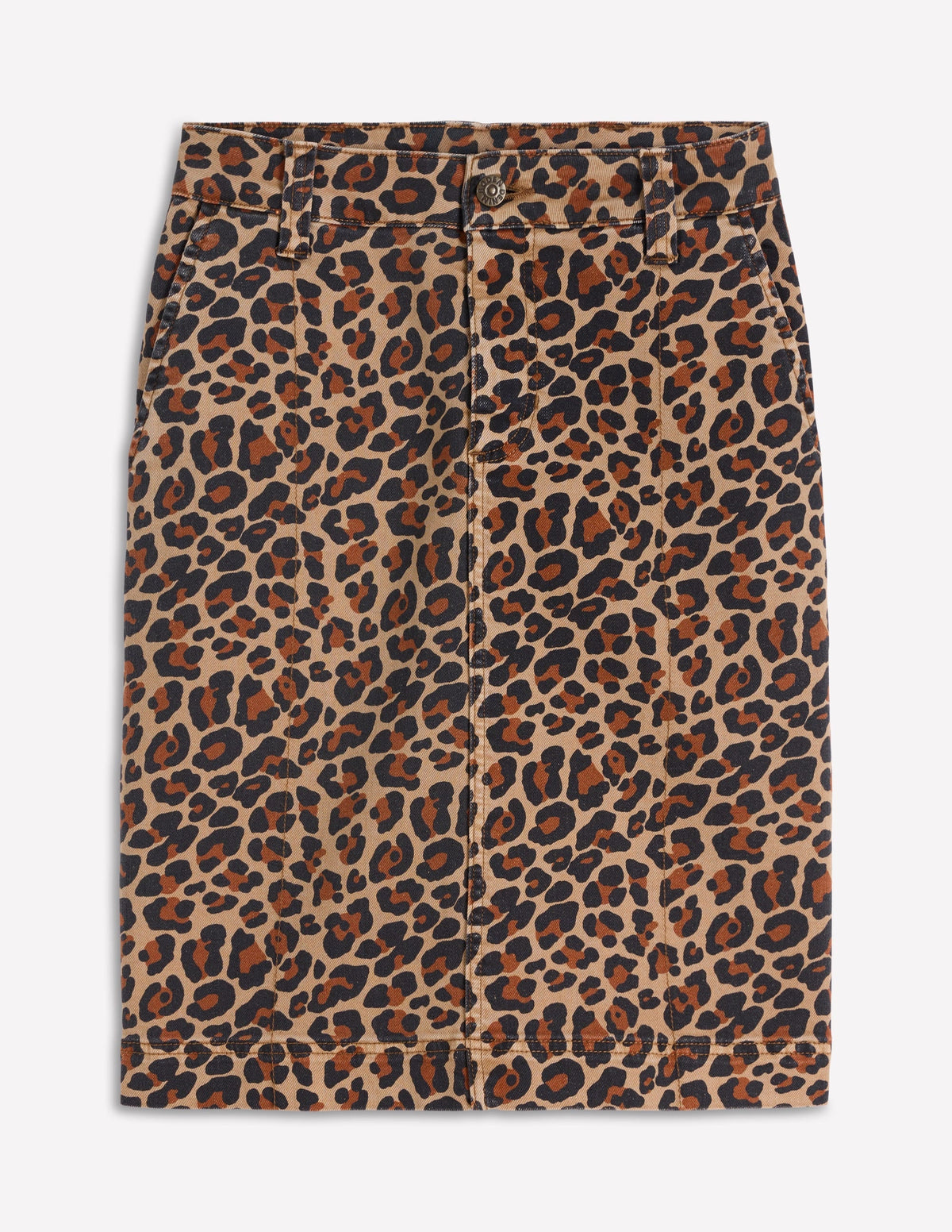 Straight Denim Skirt-Animal Print