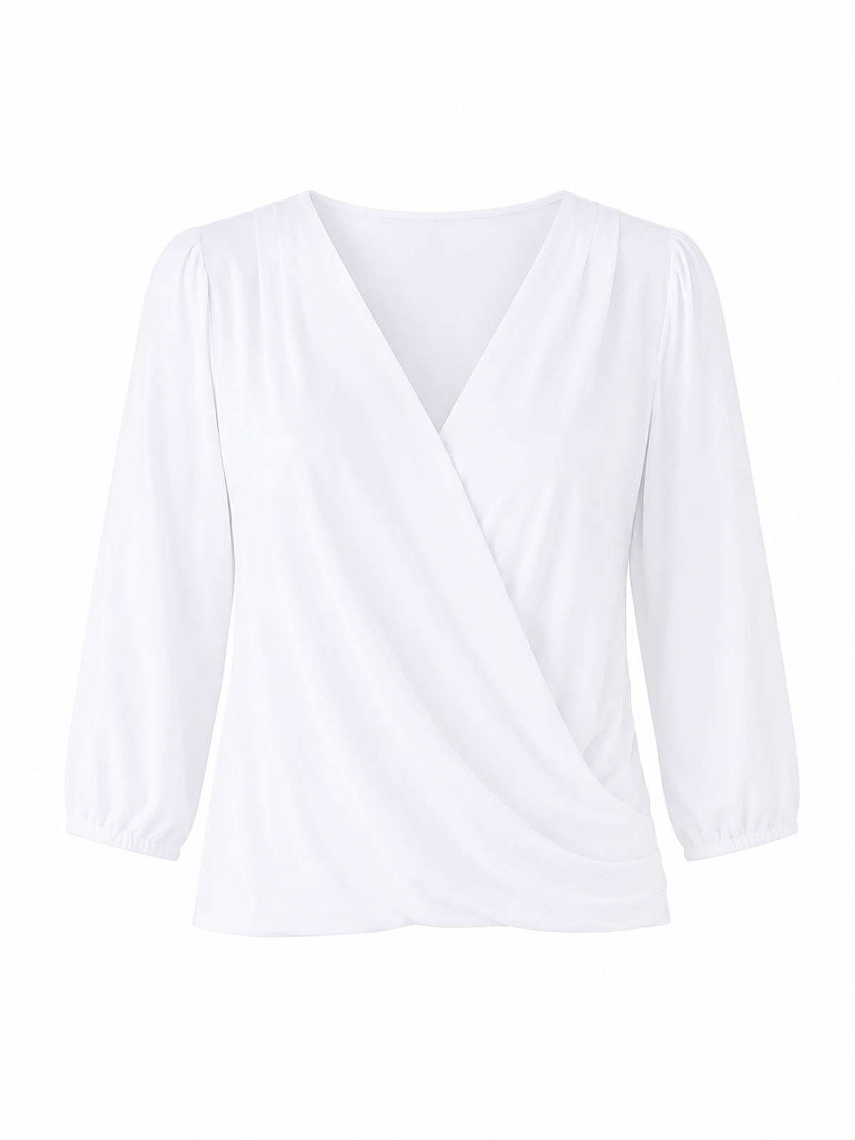 Athena 7/8 Sleeve Drape Top - White