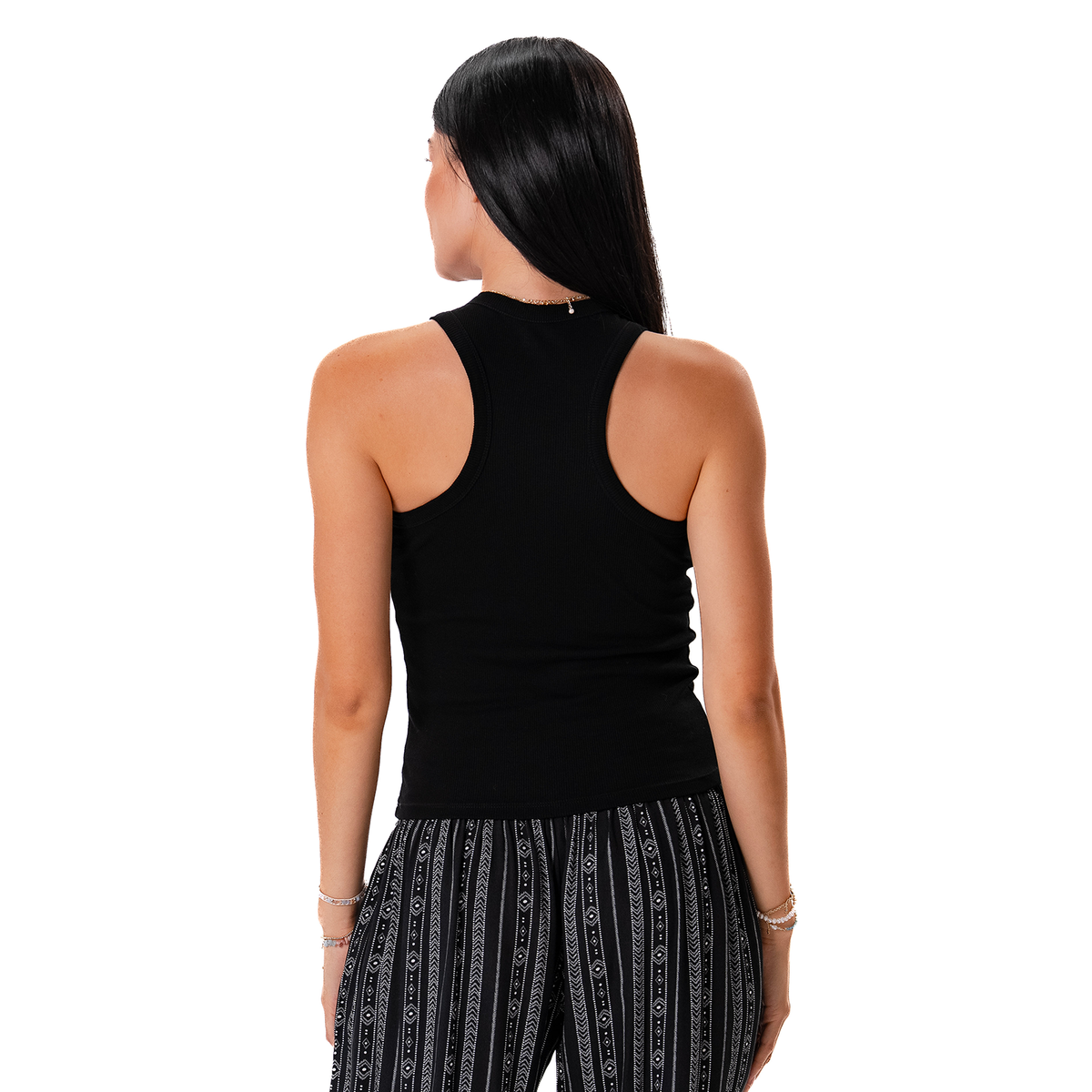 Black Full Length Rio Racerback Ribbed Tank
