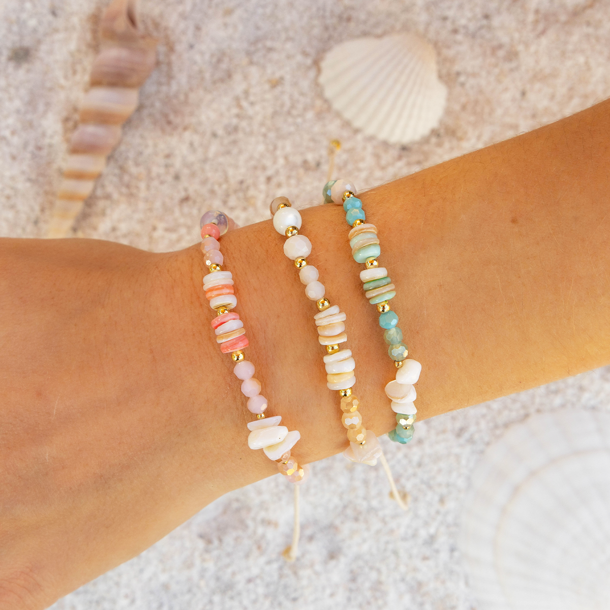 Coral Bloom Crystal Tide Bracelet