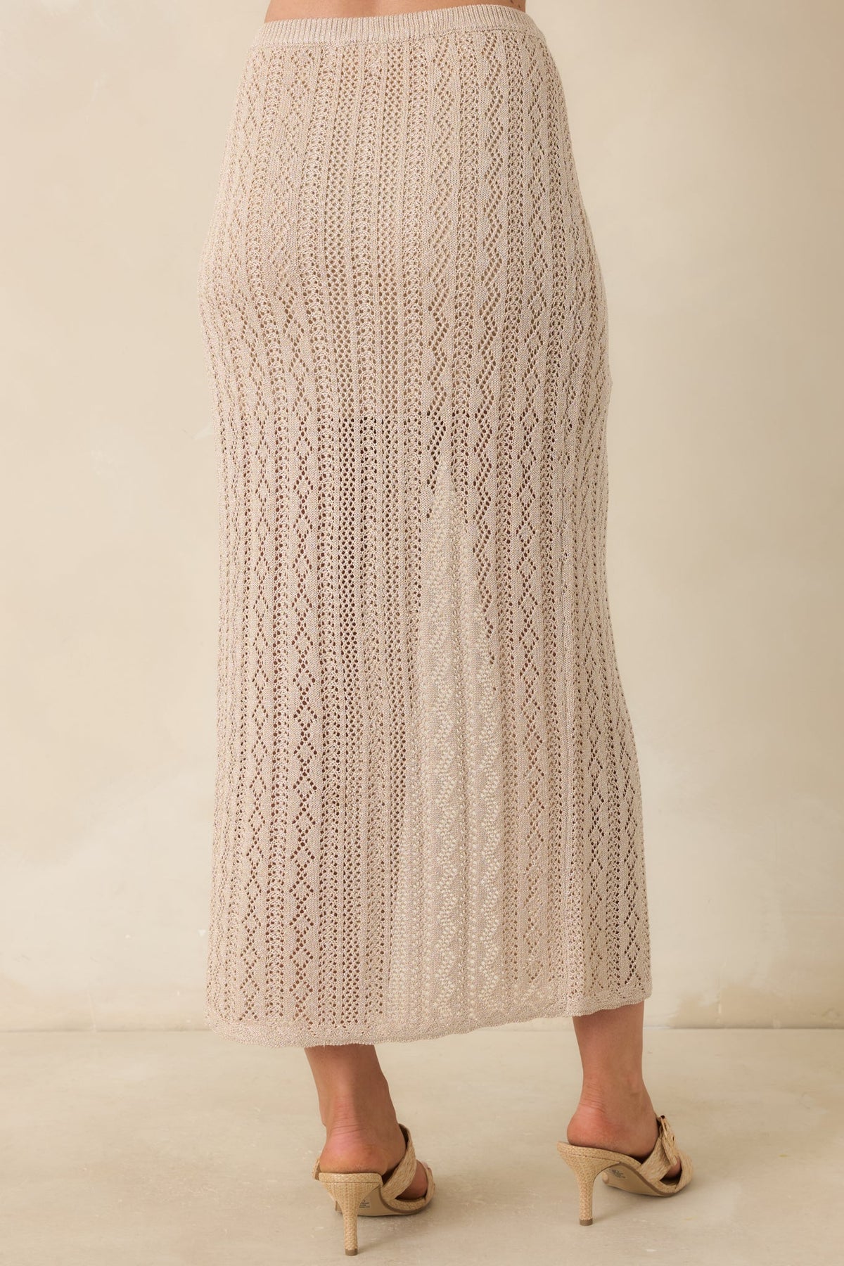 Z Supply Glimmer Gold Metallic Pointelle Knit Midi Skirt