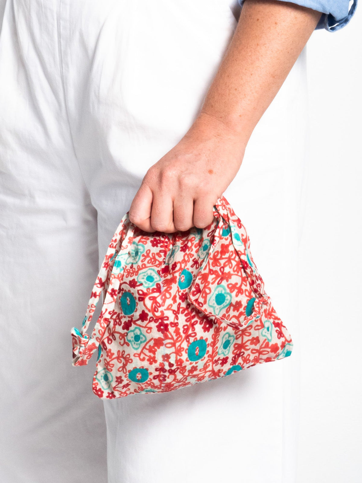 Chilli Dress in Turquoise on Red and Pink Floral