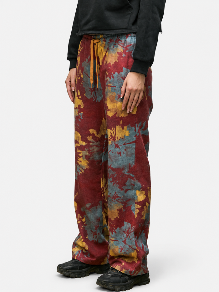 Pantalon Buzo Elepants Estampado Vintage Borgoña