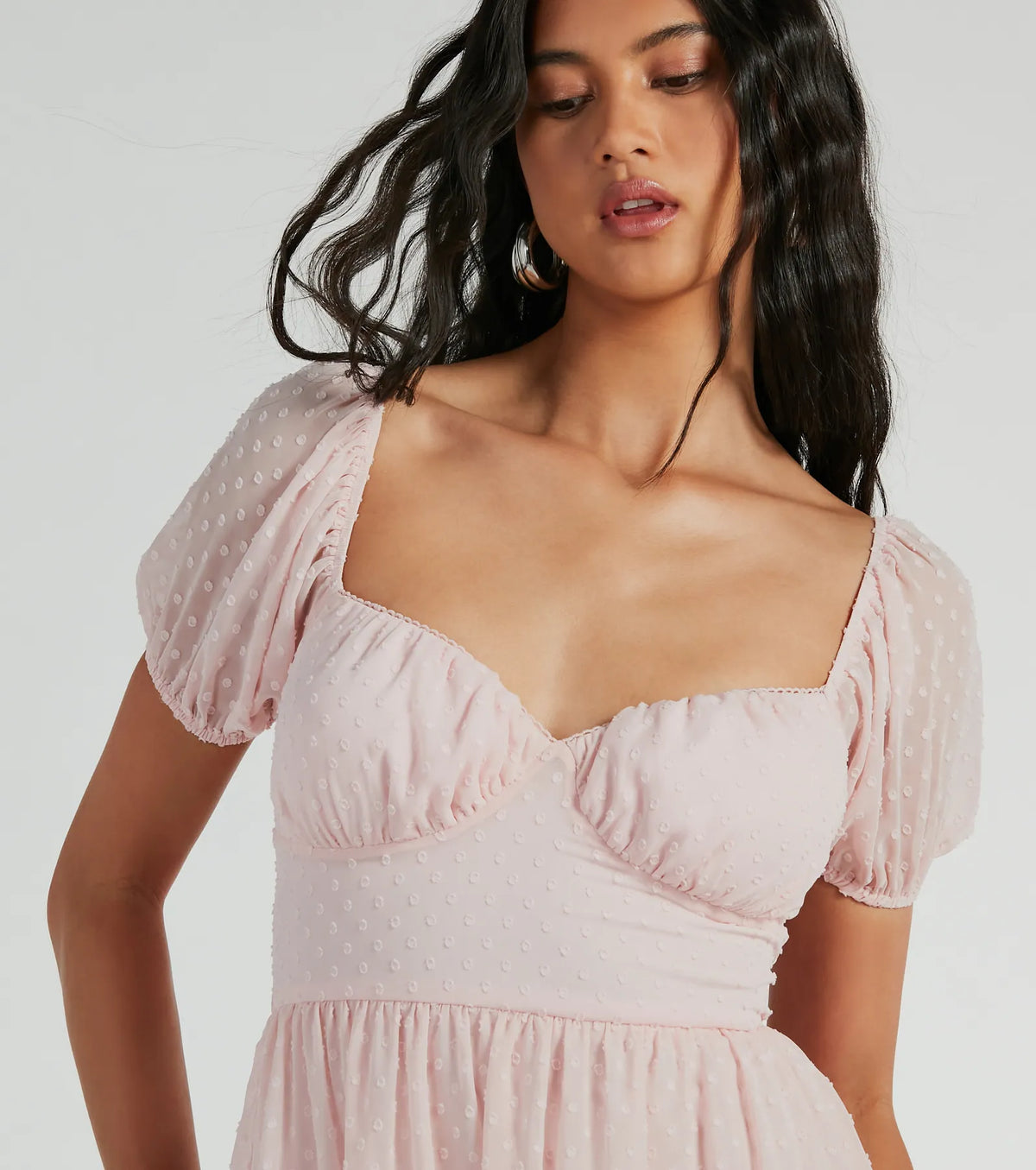 Whimsical Appeal Puff Sleeve Chiffon Skater Dress
