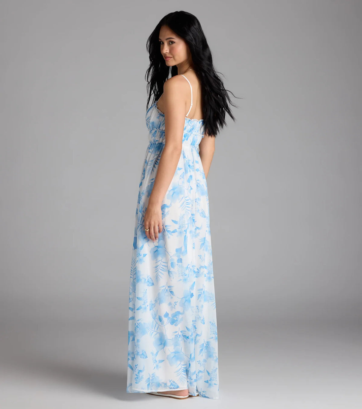 Sweet Beauty Floral A-Line Chiffon Maxi Dress