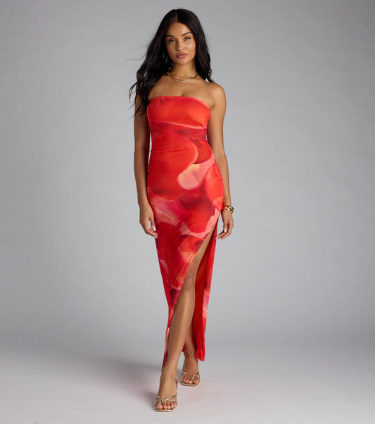 Dance To My Rhythm Abstract Tube Maxi Dress