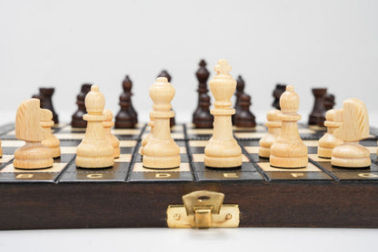 10.5" Wooden Travel Chess and Backgammon Game - Chess Set - Chess-House