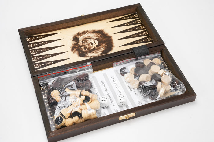 10.5" Wooden Travel Chess and Backgammon Game - Chess Set - Chess-House