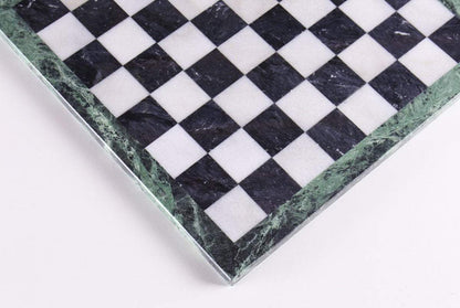14" Black and White Marble Chess Board