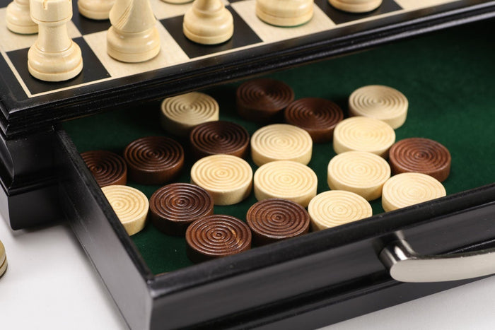 15" Wooden Chess and Checkers Set - Black - Chess Set - Chess-House