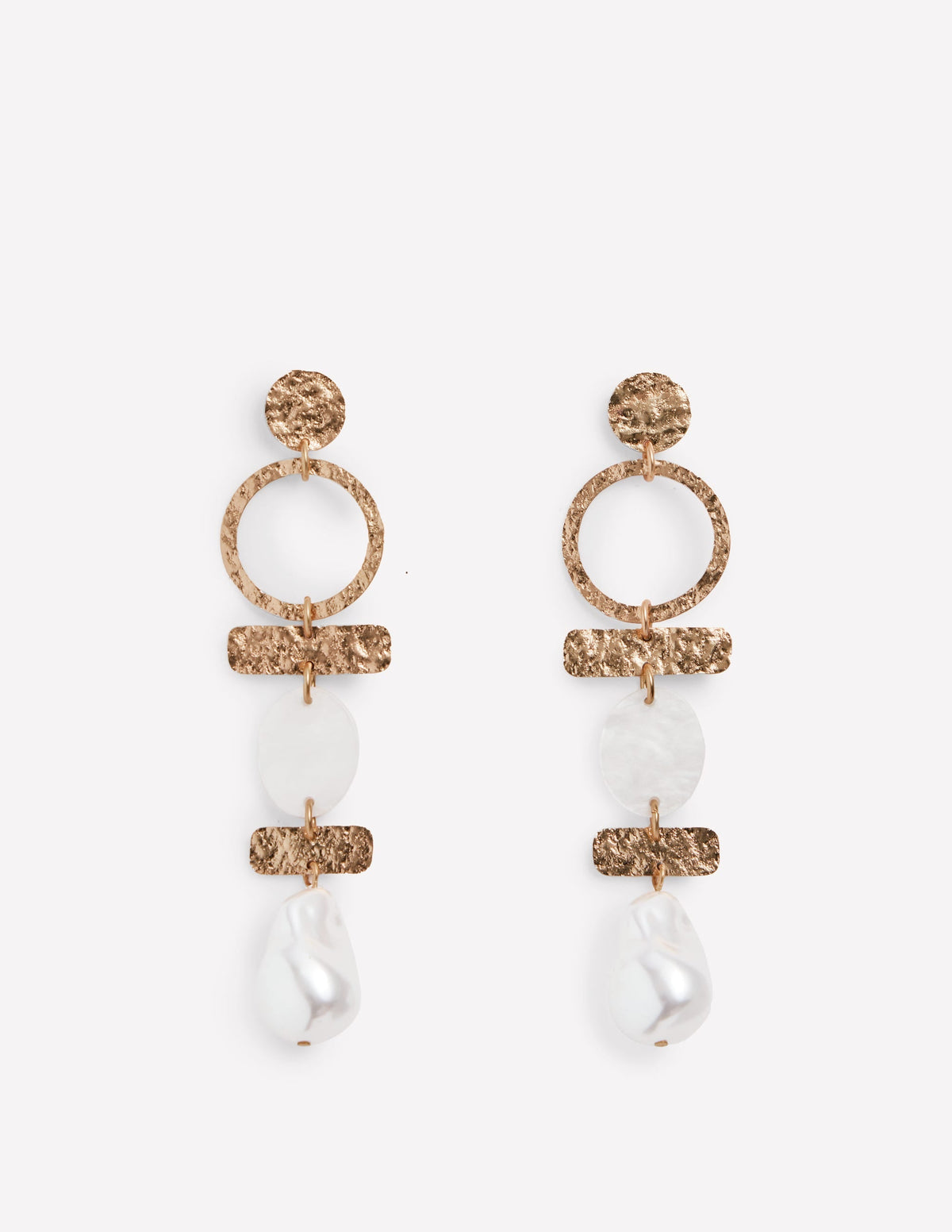 Statement Drop Earrings-Gold Colour/ Faux Pearl