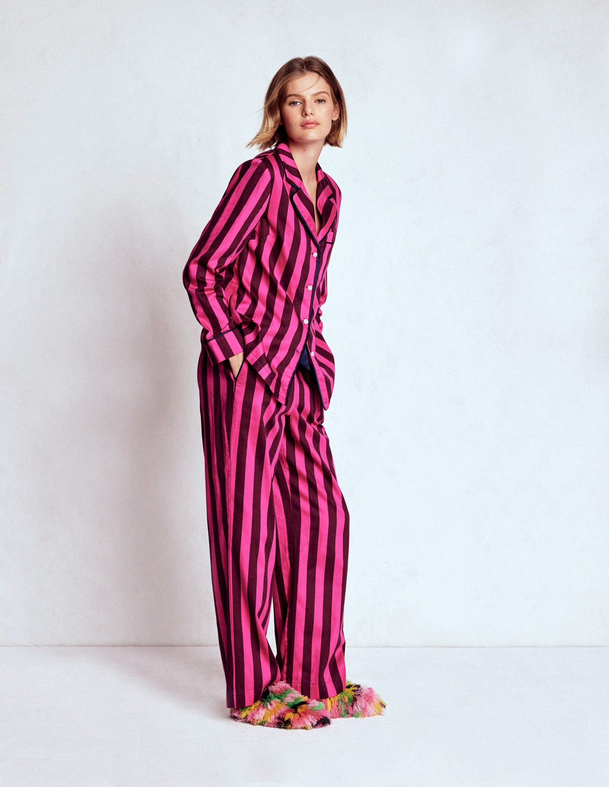 Cotton Pajama Pants-Pink Stripe