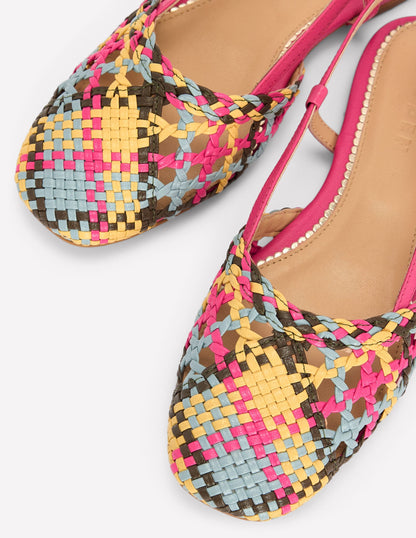 Woven Slingback Flats-Multi Check