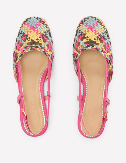 Woven Slingback Flats-Multi Check