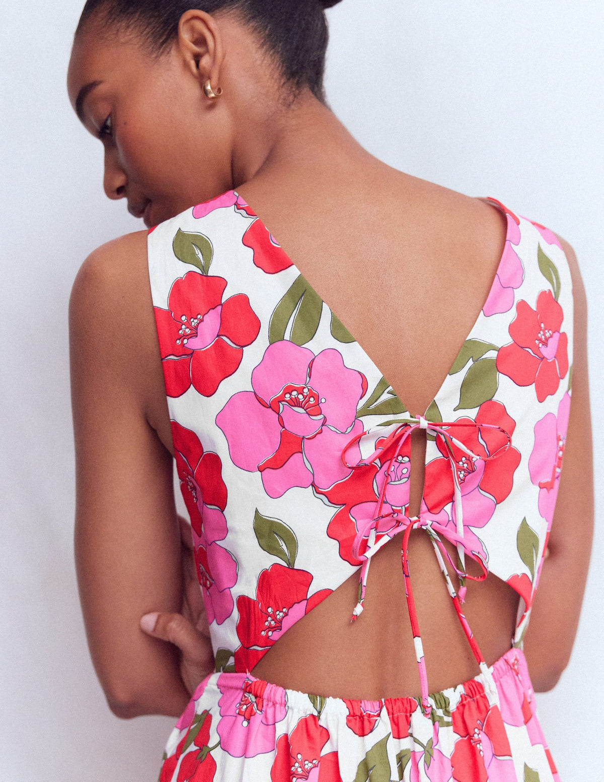 Sleeveless Poplin Dress-Pink Radiant Bloom