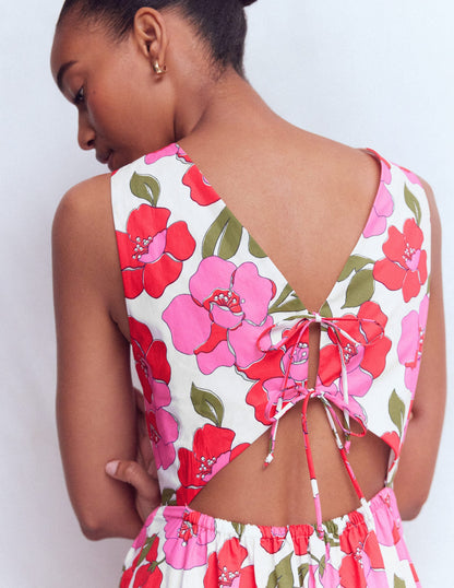 Sleeveless Poplin Dress-Pink Radiant Bloom