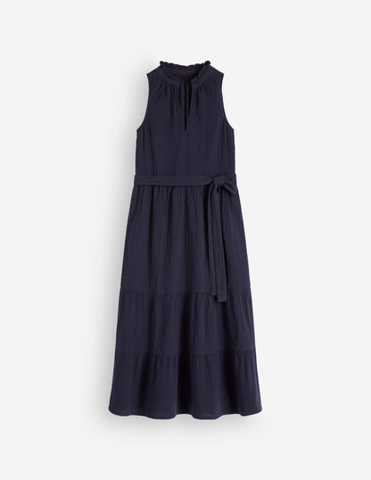 Viv Double Cloth Maxi Dress-Navy