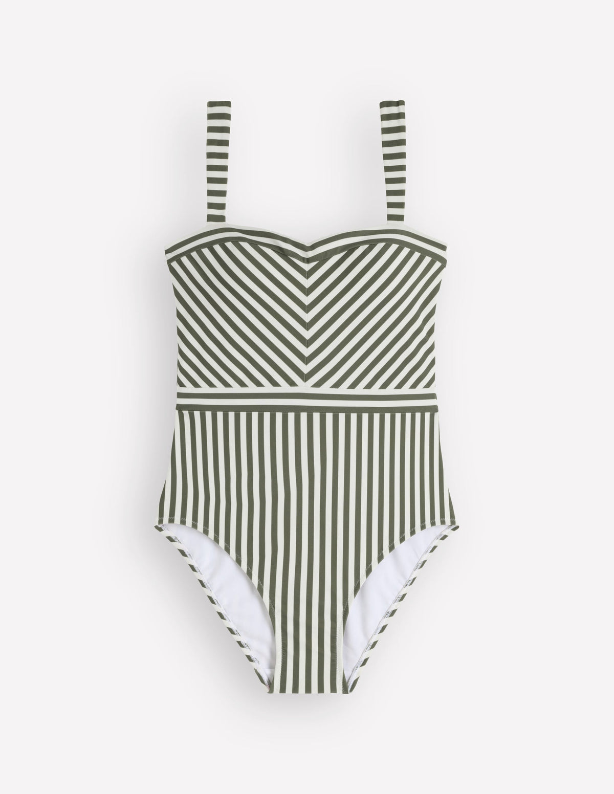 Clean Sweetheart Swimsuit-Olive Ivory Stripe