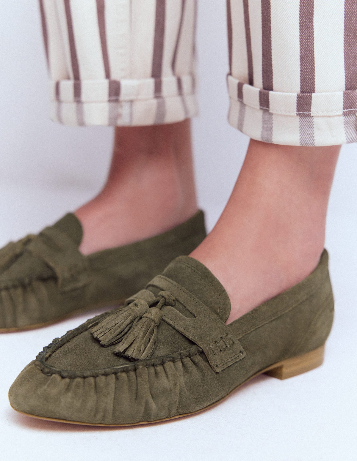 Soft Ruched Loafers-Deep Olive