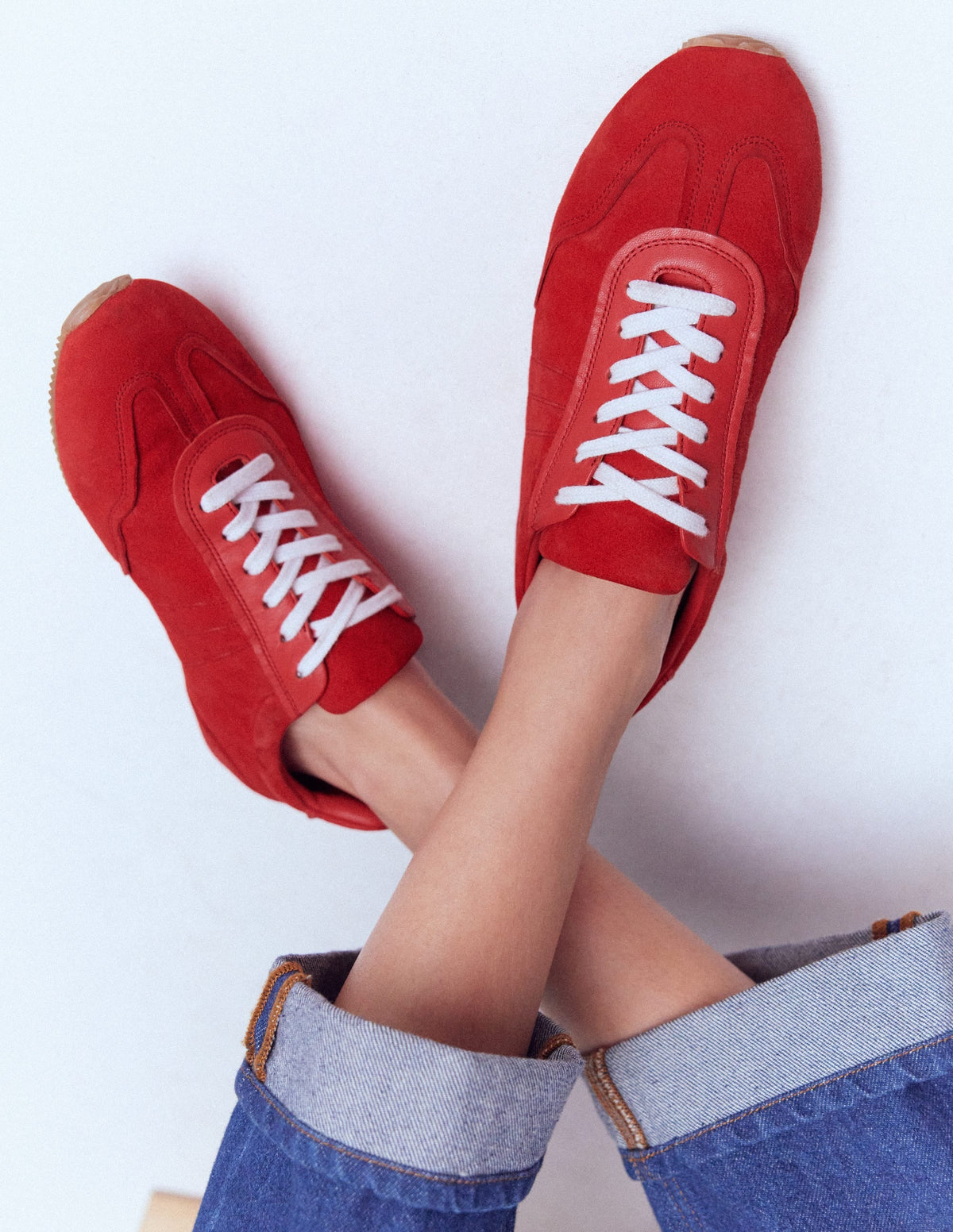 Delphine Slim Sole Trainers-Red