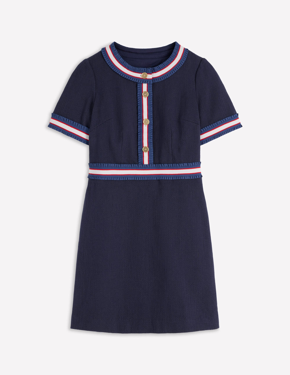 Button Short Dress-Navy