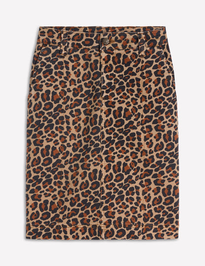 Straight Denim Skirt-Animal Print