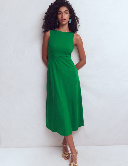 Sleeveless Ponte Midi Dress-Fresh Green