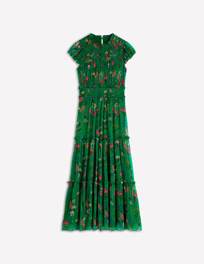 Sleeveless Ruffle Dress-Bear Grass, Delicate Blossom