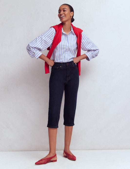 5-pocket Capri Jeans-Indigo