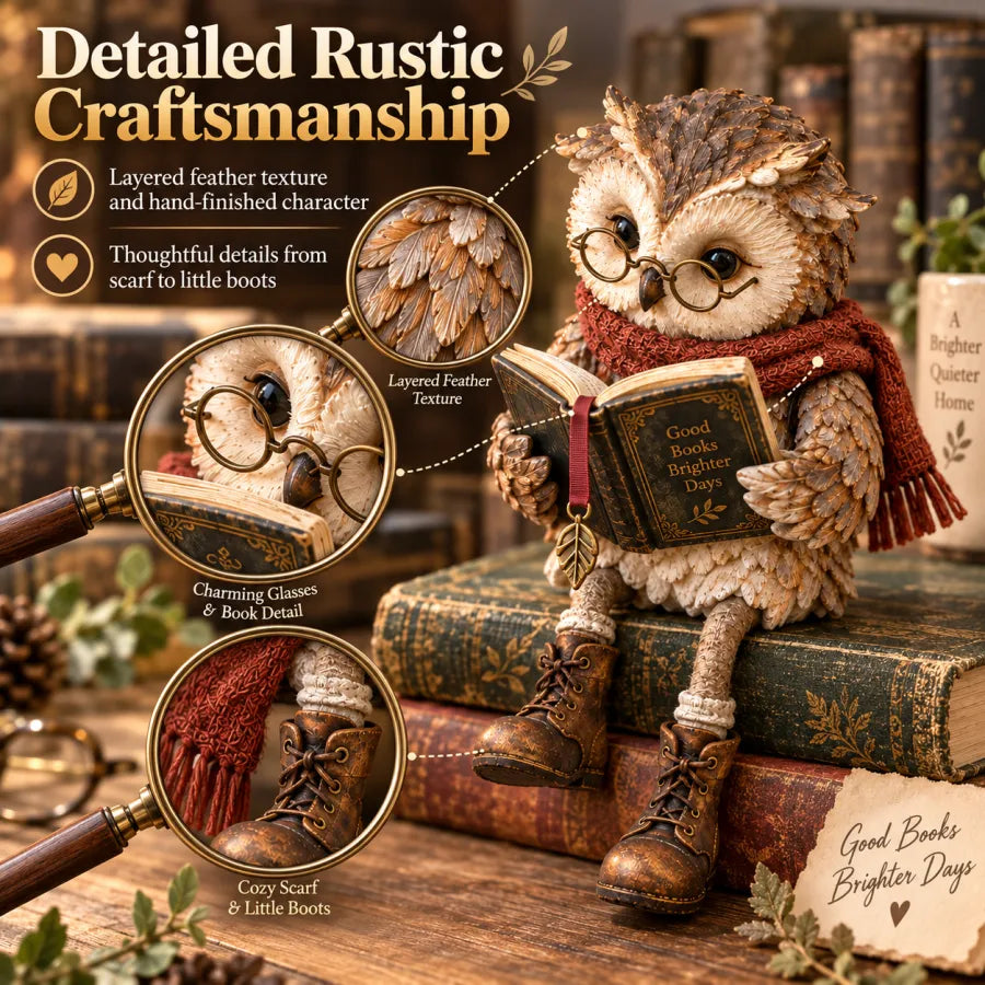 🔥 2026 Best Seller 🔥 🦉 Reading Owl Figurine with Glasses — A Charming Gift for Book Lovers 📚