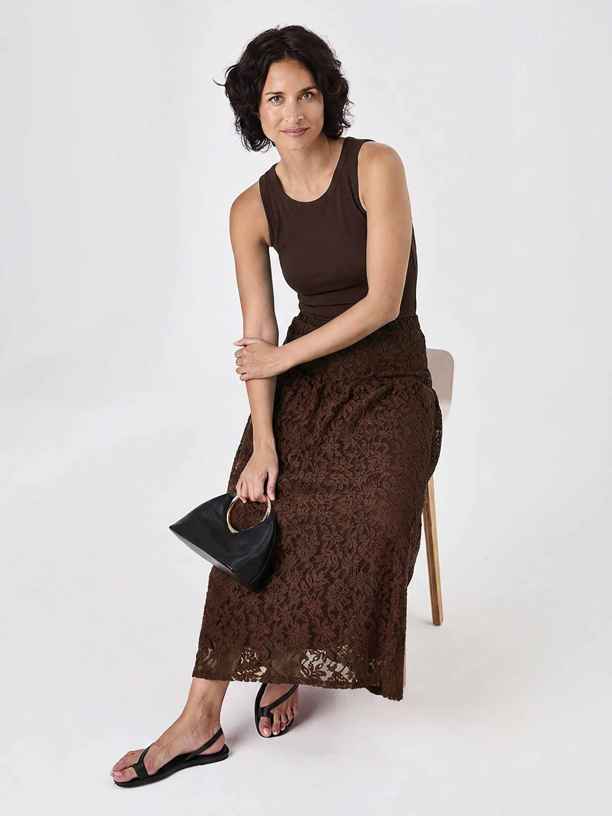 Chantelle Lace Skirt - Coffee Bean