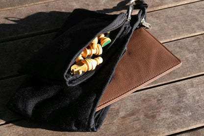 9" Milled Leather Travel Magnetic Chess Set with Wood Pieces - Piece - Chess-House