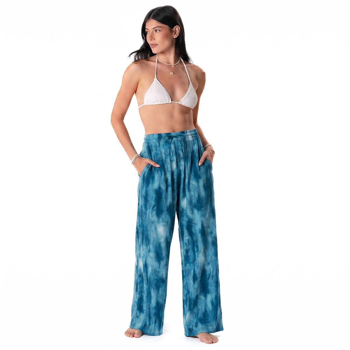 Turquoise Tide Wide Leg Drawstring Pants