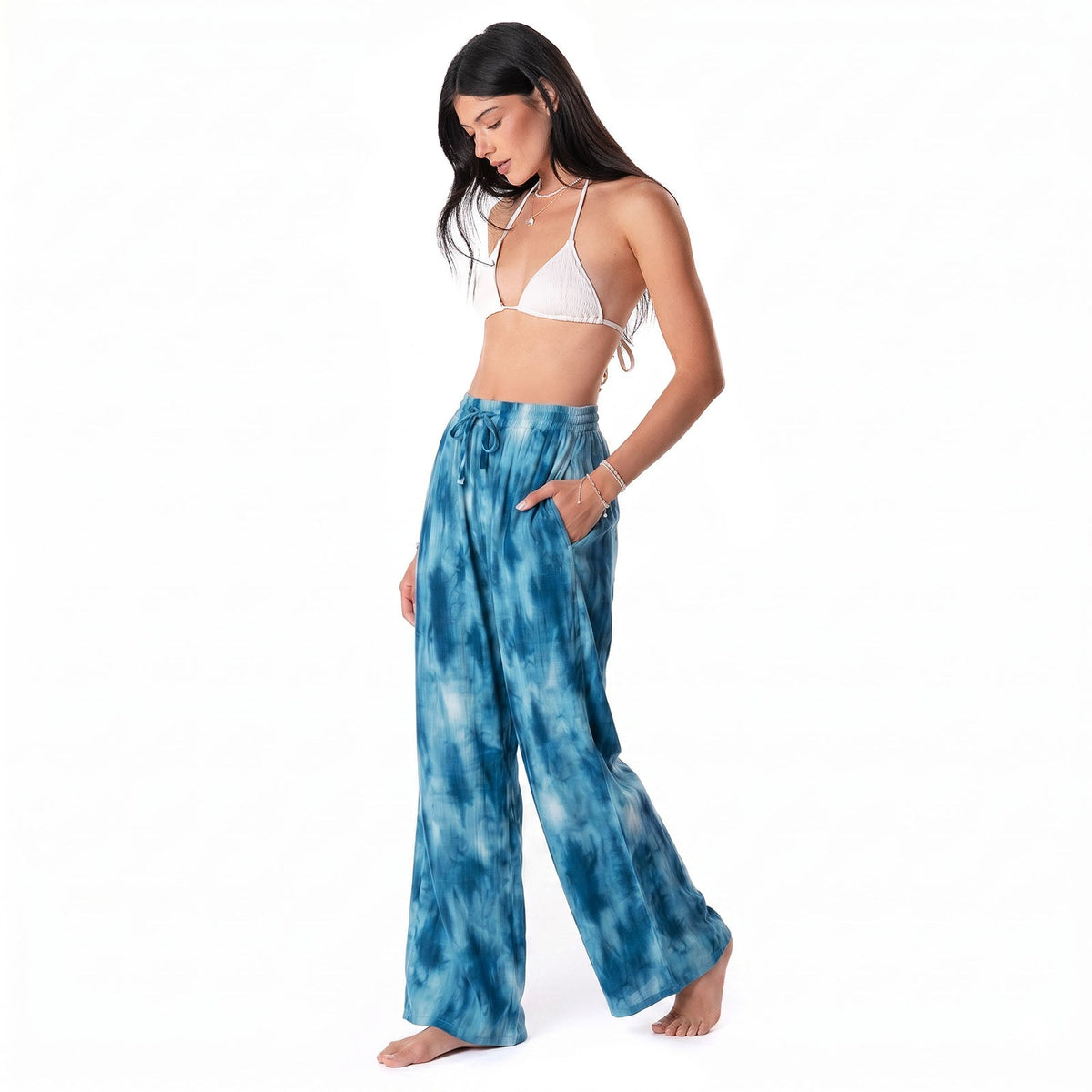 Turquoise Tide Wide Leg Drawstring Pants
