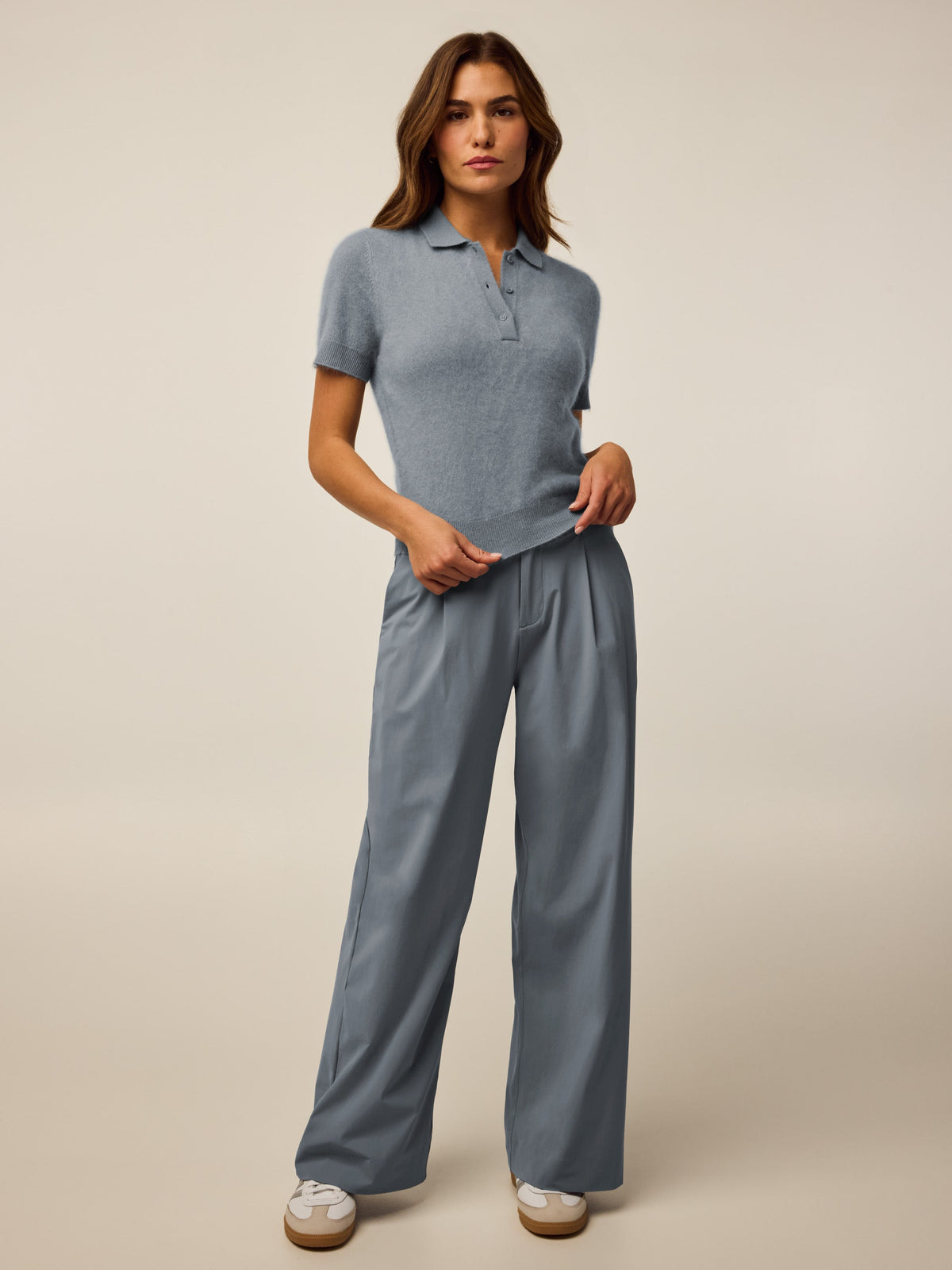 Brushed Bardot Cashmere Short Sleeve Sweater
