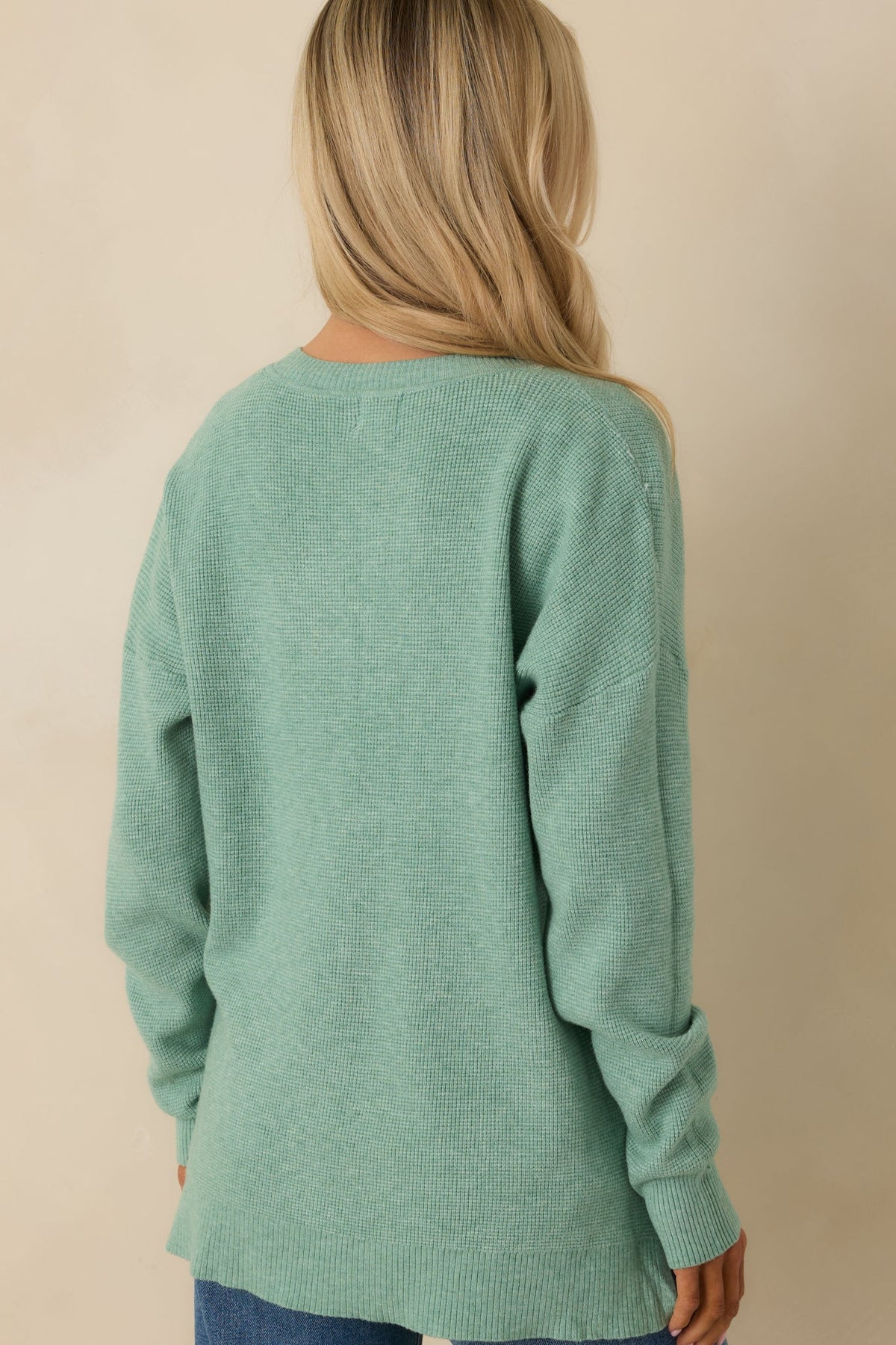 Cozy Afternoon Heather Ivy V-Neck Sweater