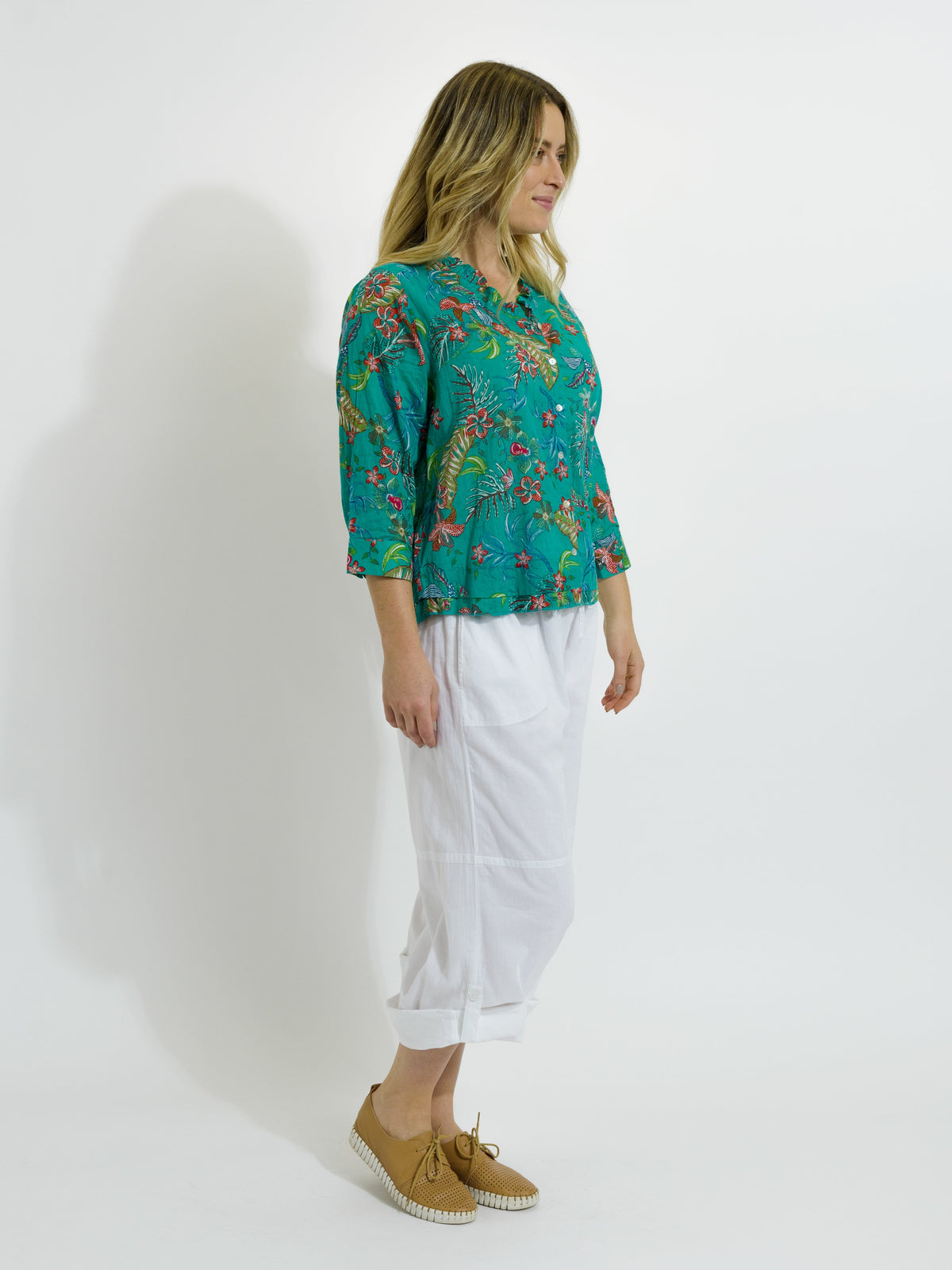 Capricorn Cotton Shirt in Green Garden