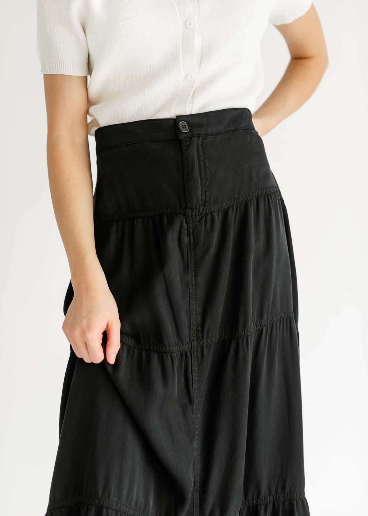 Chambray Tiered Colored Denim Skirt - FINAL SALE