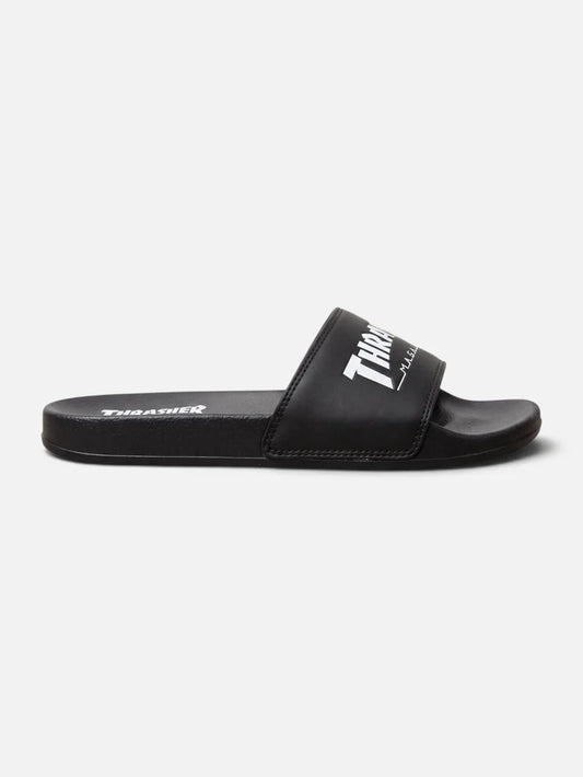 Ojota Thrasher Sliders Magazine Negro Blanco