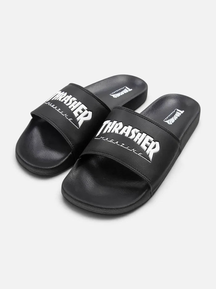 Ojota Thrasher Sliders Magazine Negro Blanco