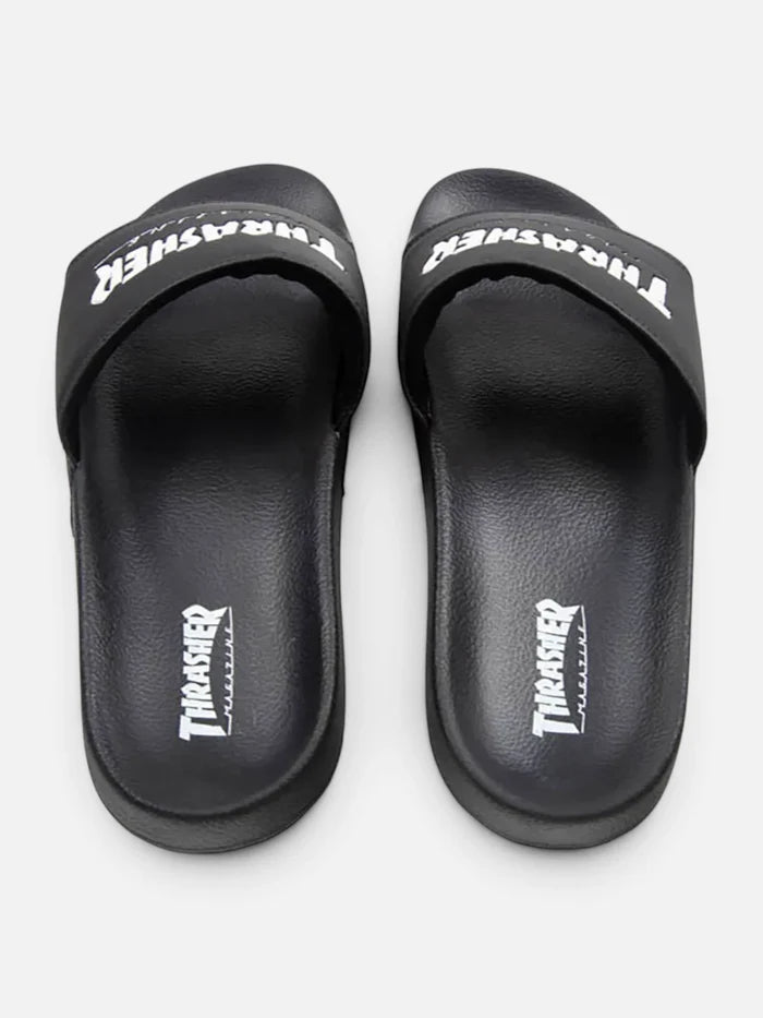 Ojota Thrasher Sliders Magazine Negro Blanco