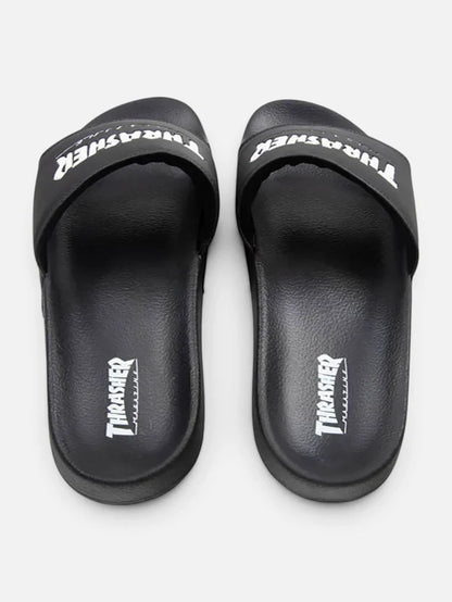 Ojota Thrasher Sliders Magazine Negro Blanco