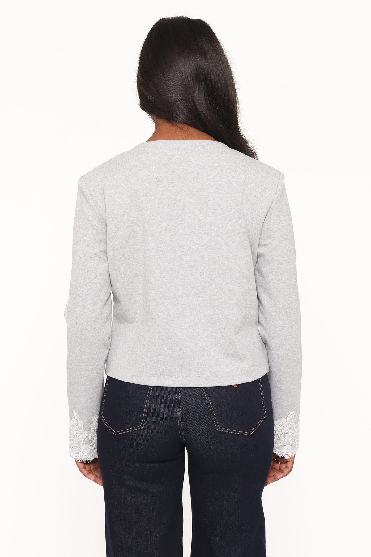 Cinzia Cropped Ponte Jacket - Heather Grey