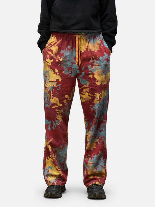 Pantalon Buzo Elepants Estampado Vintage Borgoña