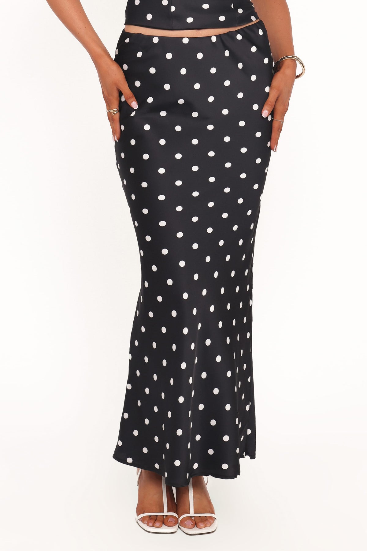 Blaine Maxi Skirt - Black Polka