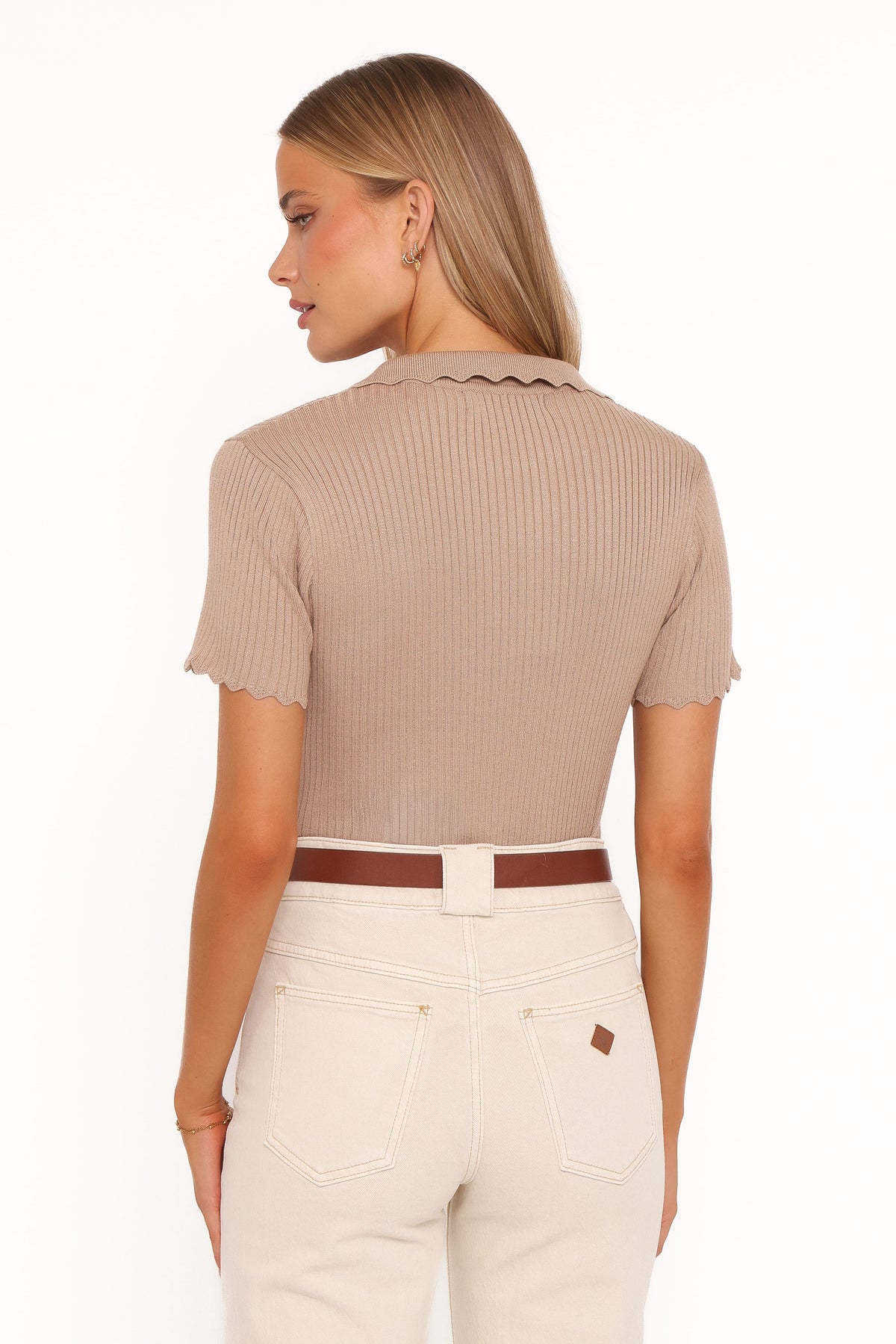 Aradia Scallop Collar Polo - Grey Morn