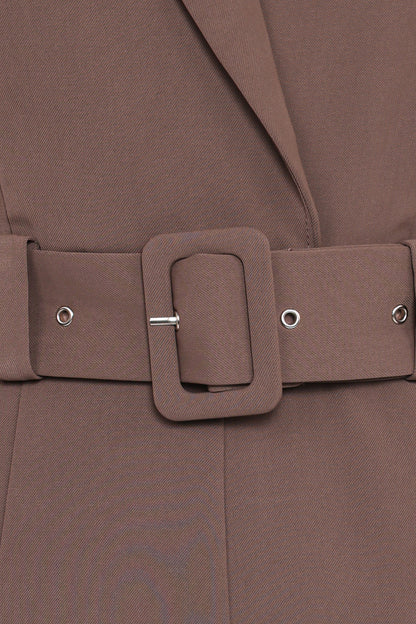 Sienna Belted Jumpsuit - Khaki Brown